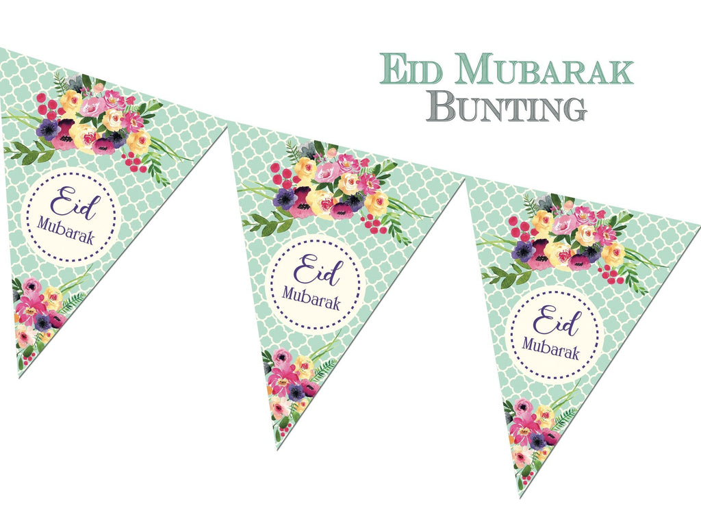 Eid Mubarak Banner - Arabesque Flowers - Salam Occasions - Islamic Moments