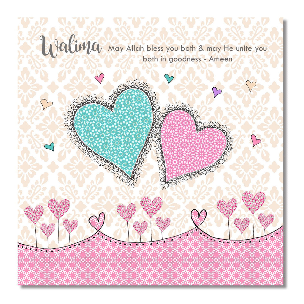 Walima Wedding Card - Love Hearts - Salam Occasions - Islamic Moments