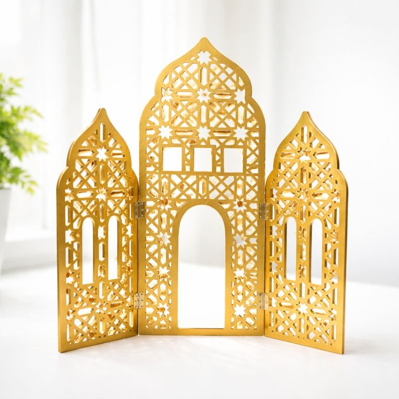 Islamic Screen Display Premium Gold Islamic Geometric Screen Panel โ Ramadan Eid Statement De ...
