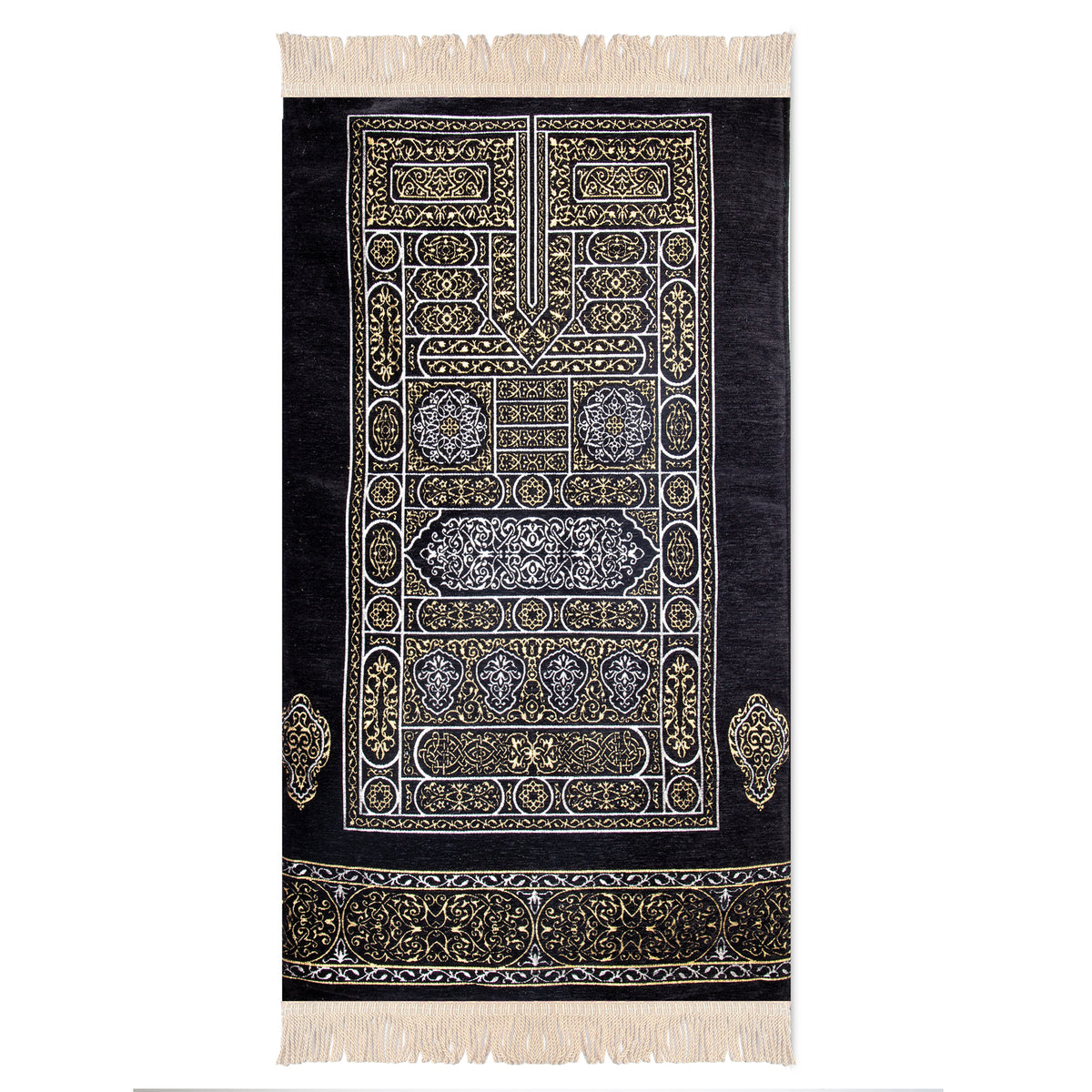 Luxury Extra Padded Salah Prayer Mat with Zip - Kaaba Door - Black ...