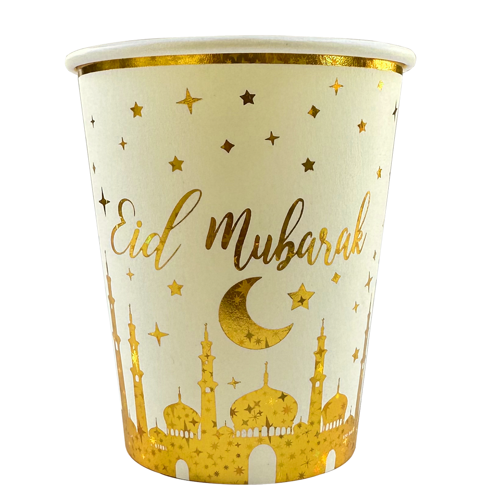 Eid Mubarak Paper Cup - Gold Mosque & Star – Salam Occasions