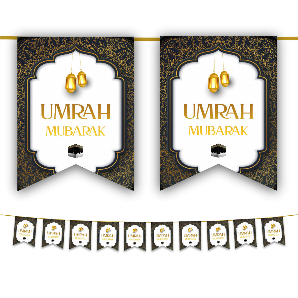 Hajj Mubarak & Umrah Mubarak Banner Muslim Islamic Decorations Foil  Balloons Set For Surprise Celebration Welcome Party On Arrival From Saudi  Arabia