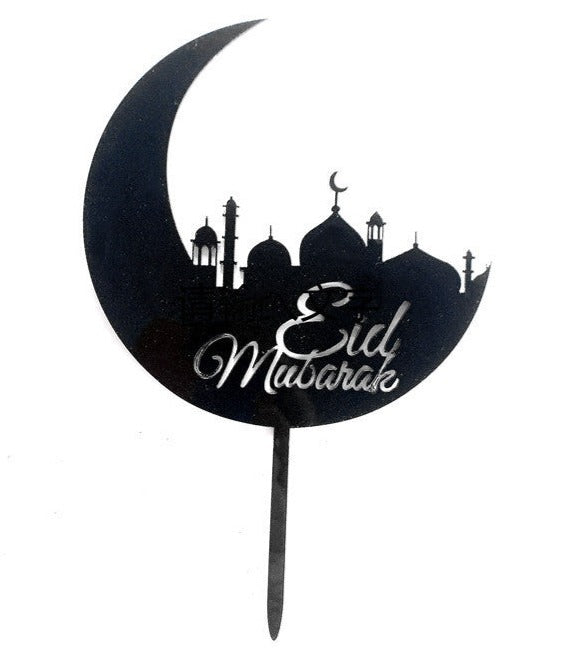 Eid Mubarak Mosque Outline Cake Topper - Black – Salam Occasions
