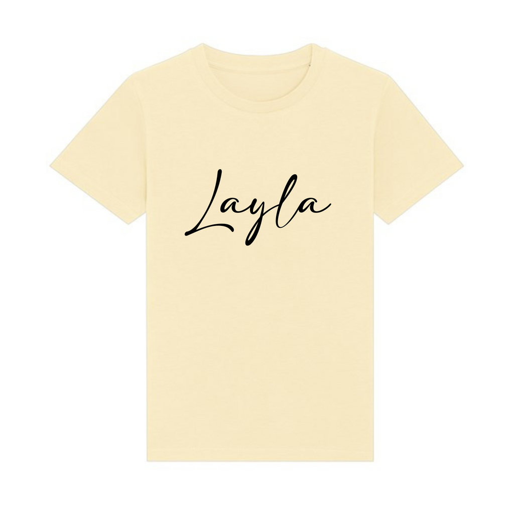 Organic Kids T-Shirt - Personalised - Soft Yellow