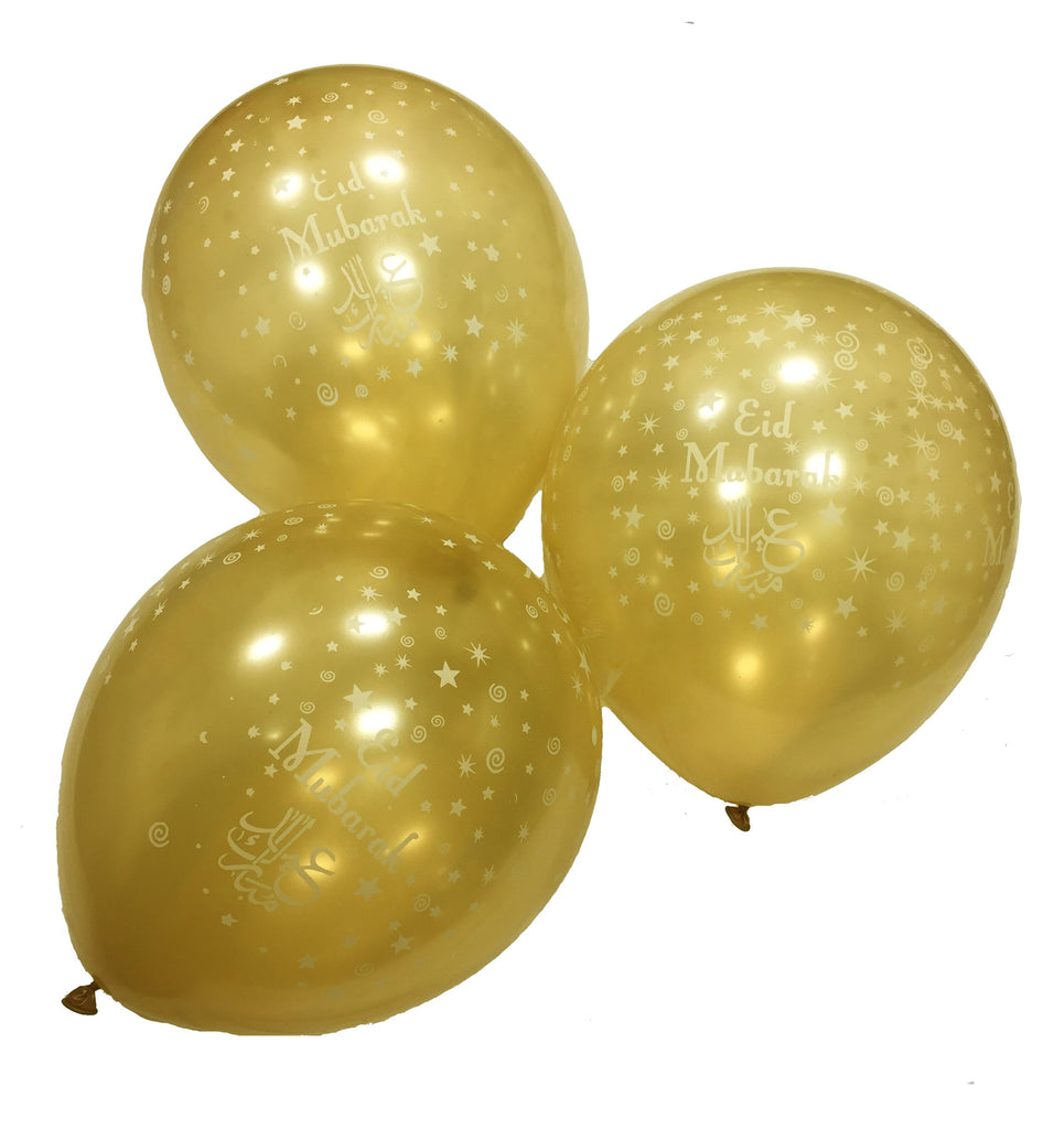 Eid Mubarak Balloons - Gold - 10 pack - Salam Occasions - Islamic Moments