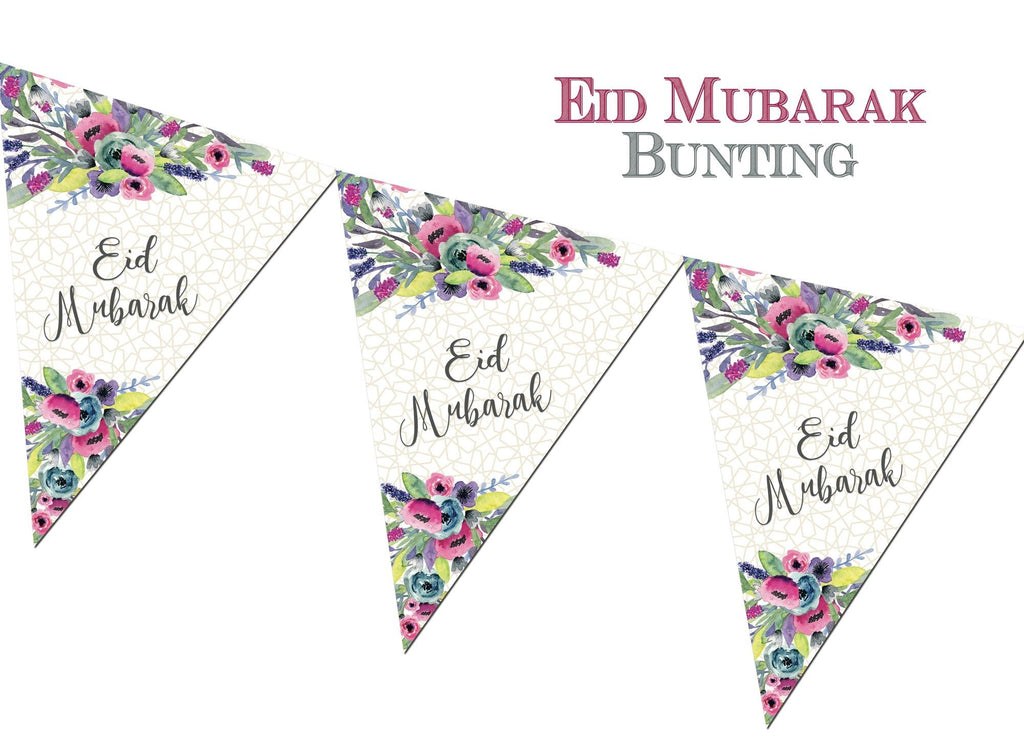 Eid Mubarak Bunting - Watercolour - Salam Occasions - Islamic Moments