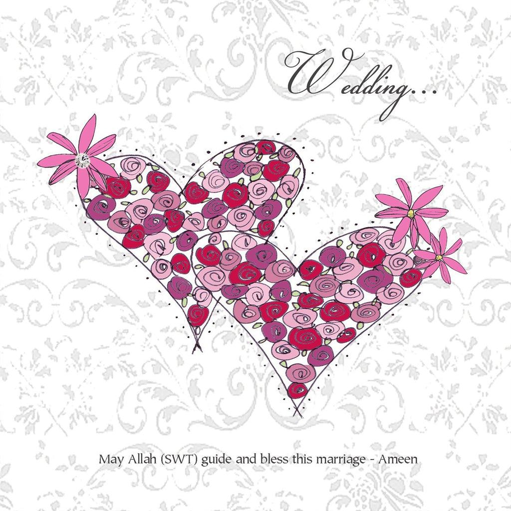 Islamic Wedding Card - Floral Love Hearts - Salam Occasions - Islamic Moments