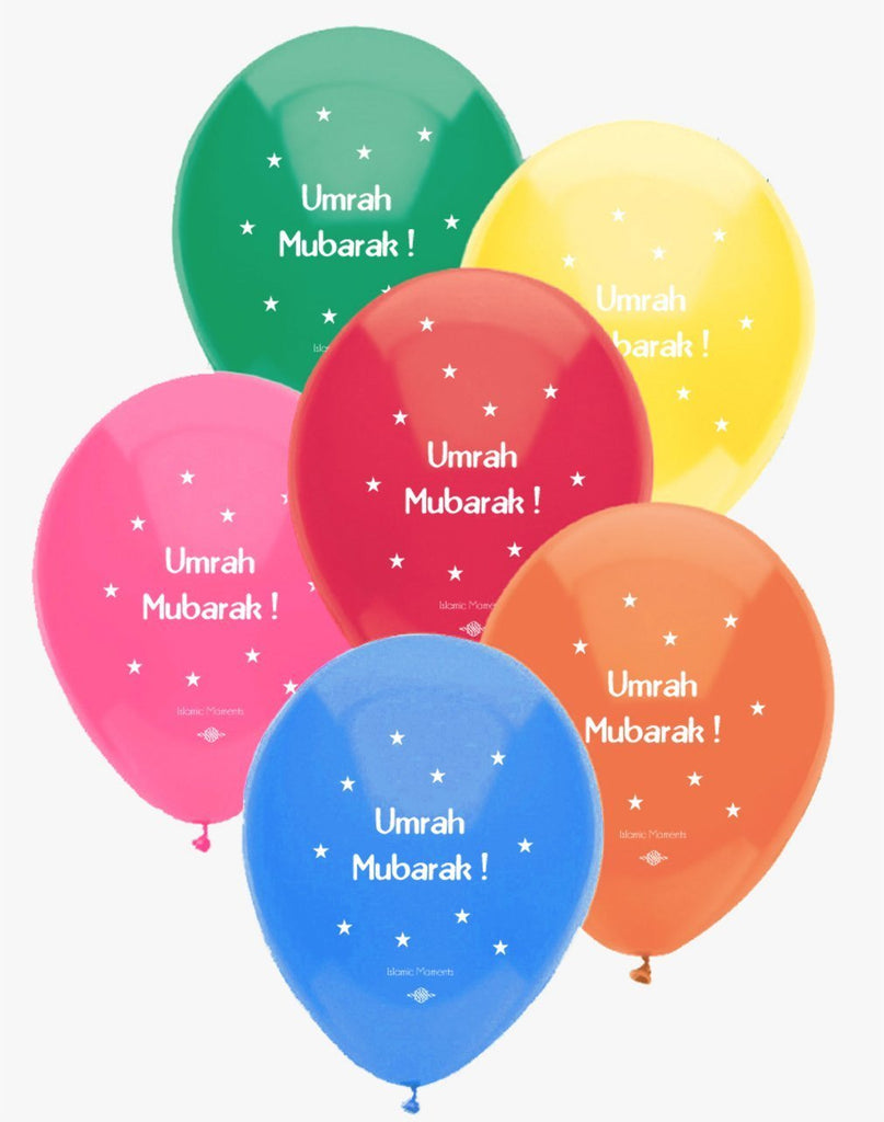 Umrah Mubarak Balloons - Multi-colour 10 pack - Salam Occasions - Islamic Moments